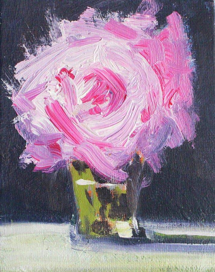 Pink Impressionist Rose Painting by Nancy Merkle