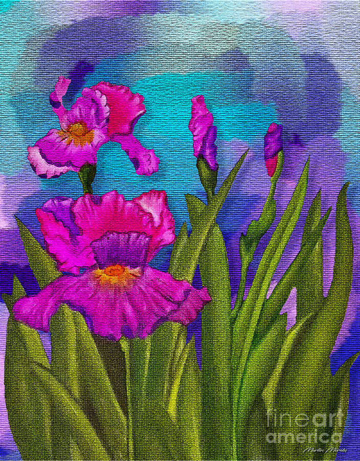 Orchid Painting - Pink Irises by Martys Royal Art