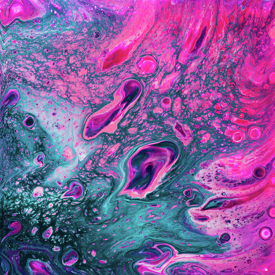 Pink Islands Acrylic Pouring Abstract Fluid Painting Painting by Matthias Hauser