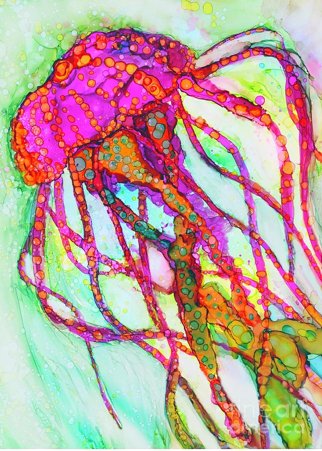 Pink Jellyfish Painting Painting by Joanne Herrmann