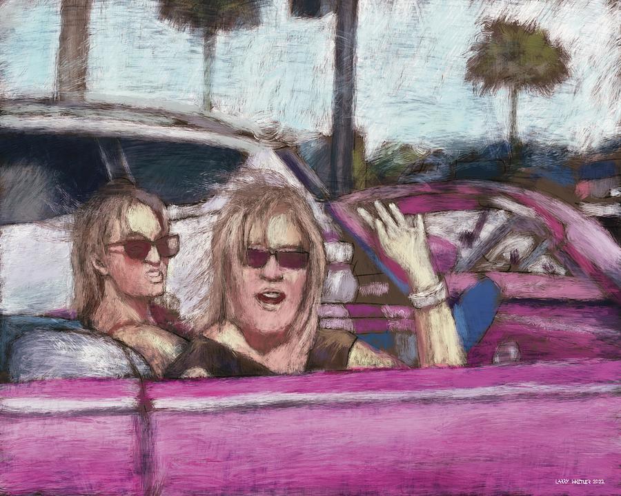 Pink Ladies At Daytona Beach  Painting by Larry Whitler
