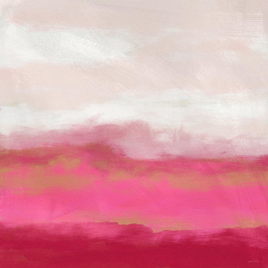 Abstract Mixed Media - Pink Landscape- Art by Linda Woods by Linda Woods
