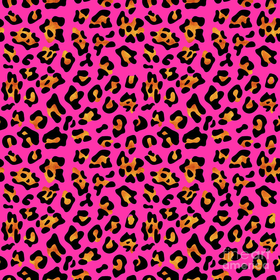 Pink Leopard Print retro fashion art pattern Painting by Tina Lavoie -  Pixels Merch