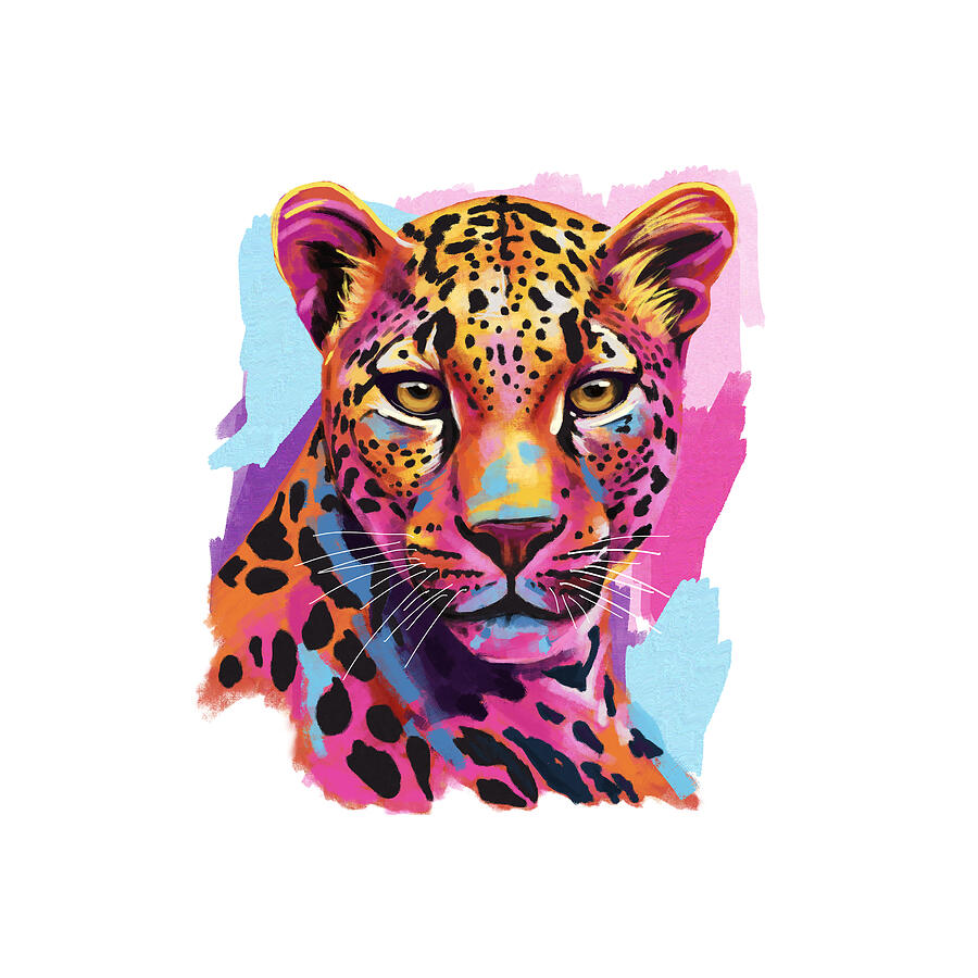 Wildlife Digital Art - Pink Leopard by Yevgeniya Alexeyeva