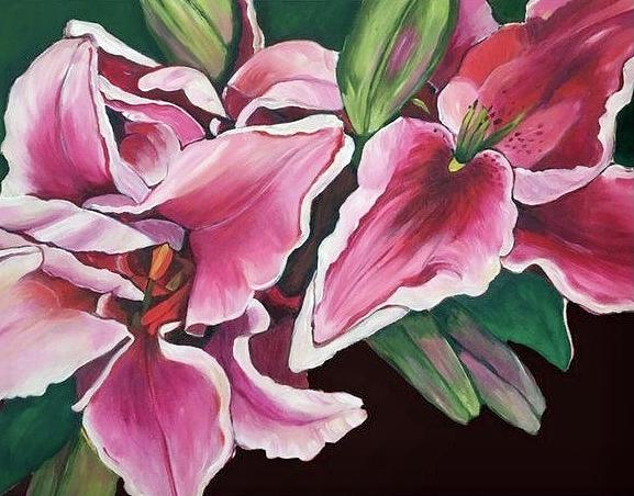 Pink Lilies Painting by Natasha Ruffio - Fine Art America