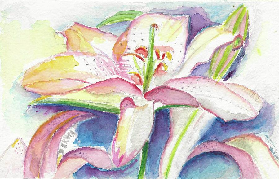 Pink Lily Painting by Bernadette Krupa