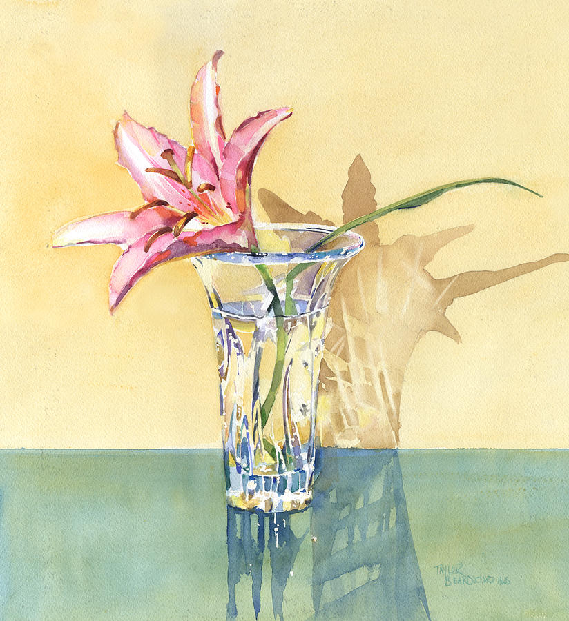 Pink Lily in Bloom Painting by Penny Taylor-Beardow