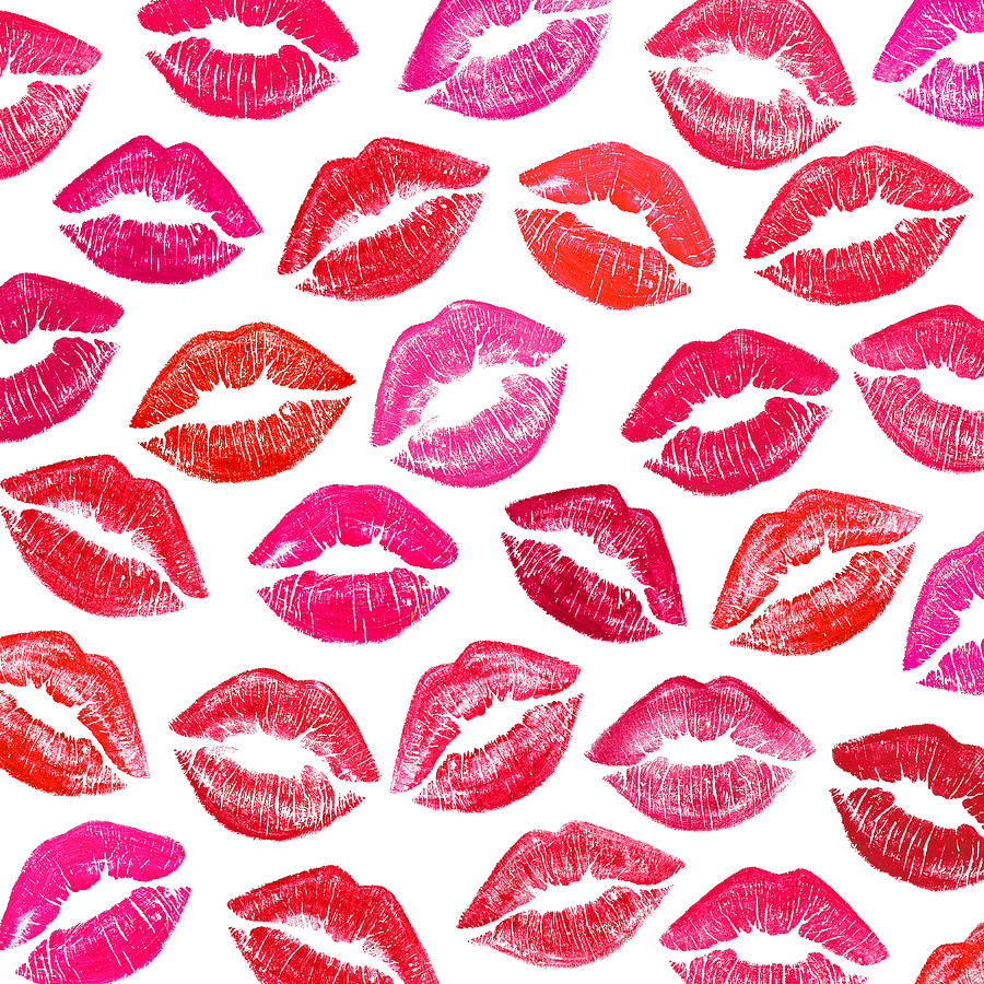 Pink lips print seamless pattern Mixed Media by Julien - Fine Art America