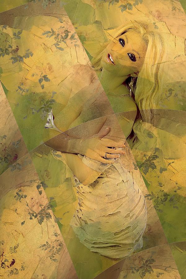 Pink Lipstick Yellow green Moonlight Digital Art by Stephane Poirier