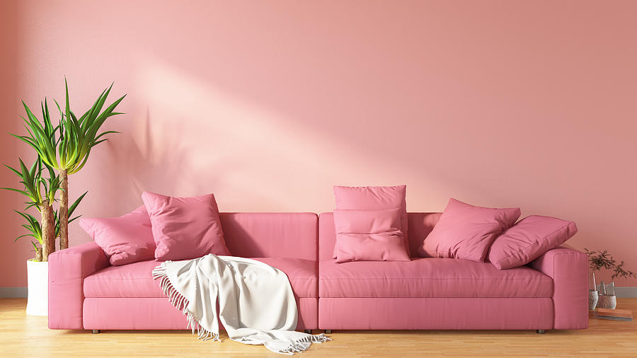 Pink Living Room with Sofa Photograph by Asbe