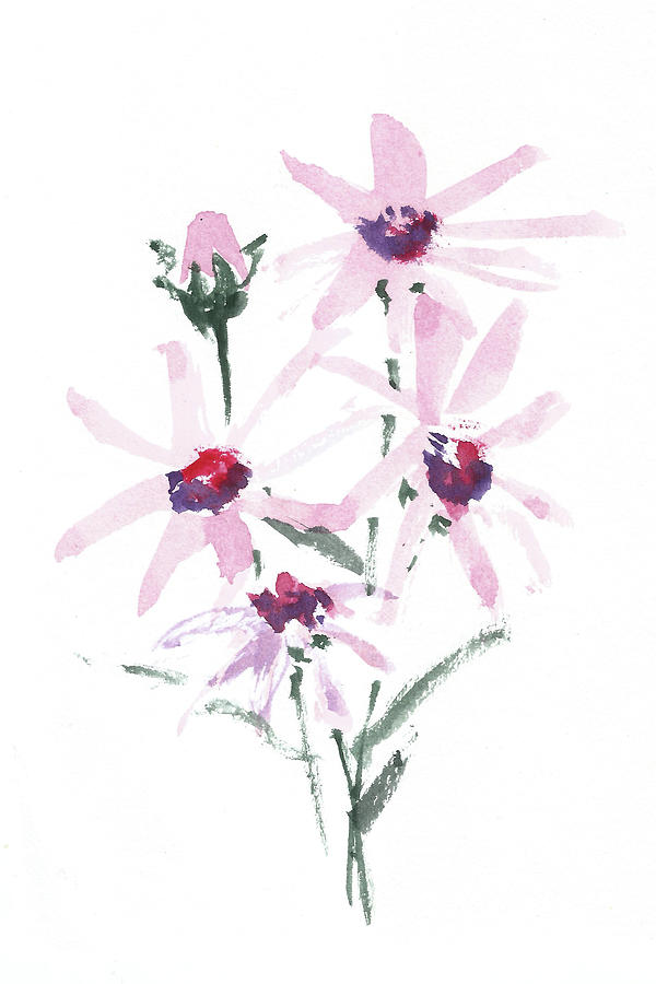 Pink Loose Flowers Painting by Masha Batkova