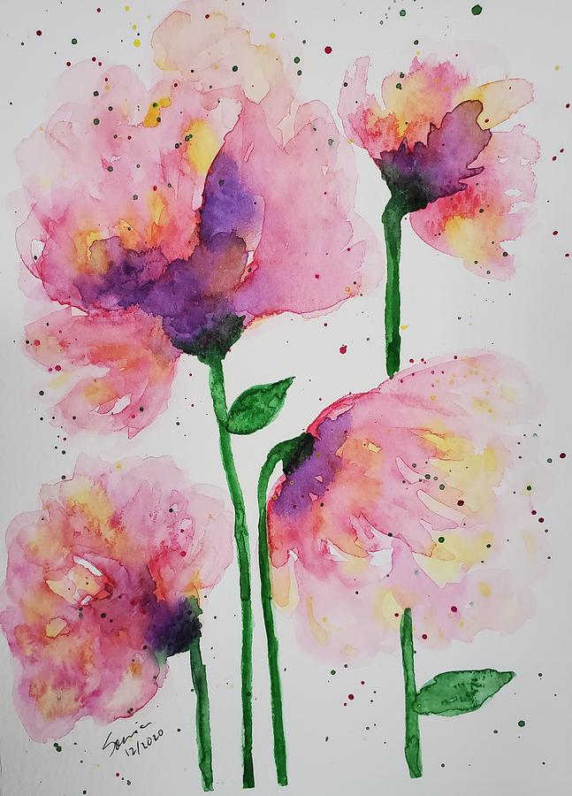 Pink loose flowers Painting by Sonia Vohnout - Pixels