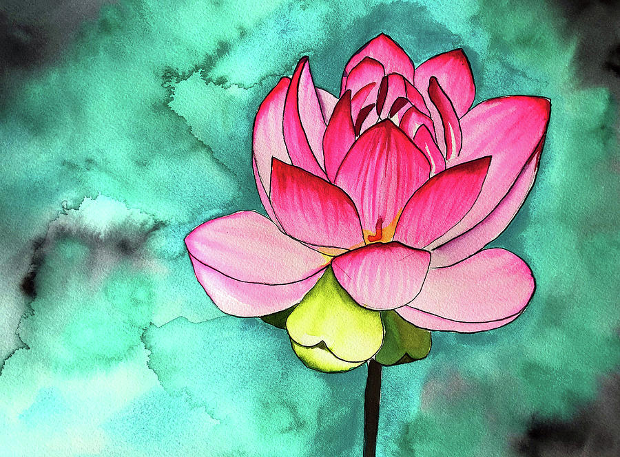 Pink Lotus Flower Painting by Sacha Grossel - Fine Art America