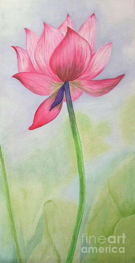 Pink Lotus Painting by Mary Deal
