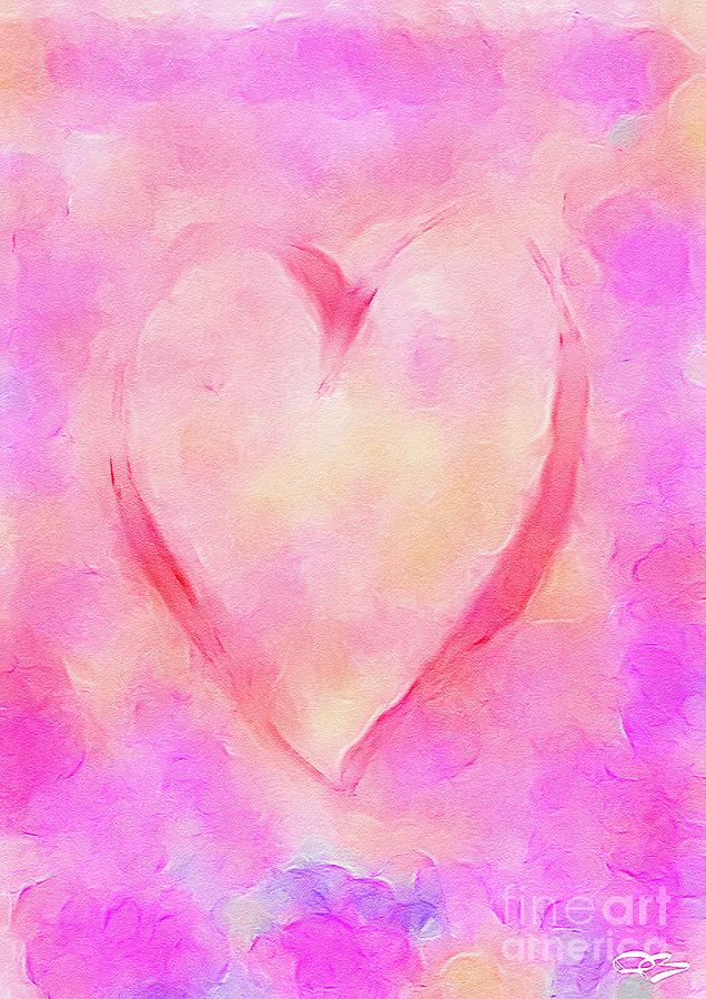 Pink Love Heart on an Abstract Background  Digital Art by Douglas Brown