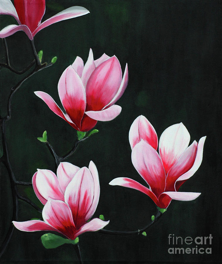 Pink Magnolia Garden Painting by Patrick Dablow