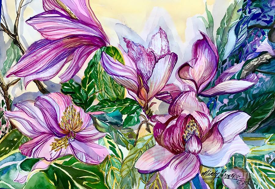Pink Magnolias Painting by Mindy Newman
