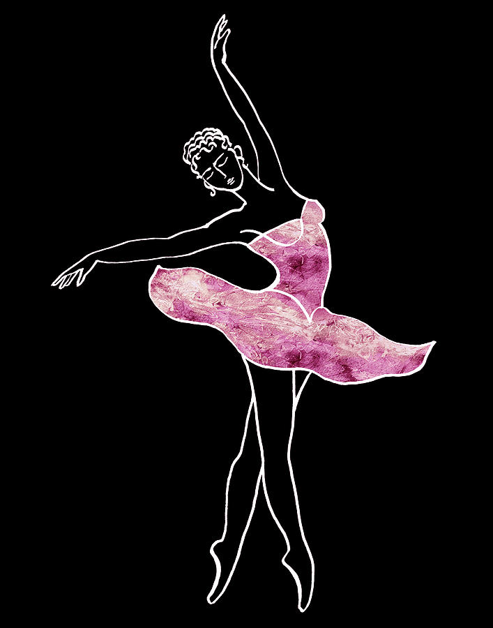 Pink Marble Watercolor Ballerina Silhouette  Painting by Irina Sztukowski