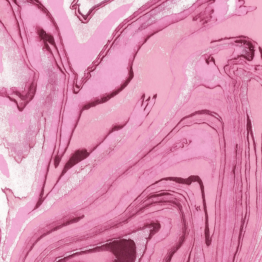 Pink Marble Watercolor Stone Collection V Painting