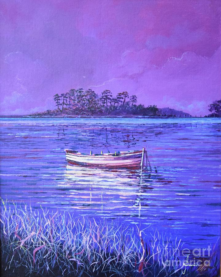 Pink Marsh Painting by Sinisa Saratlic