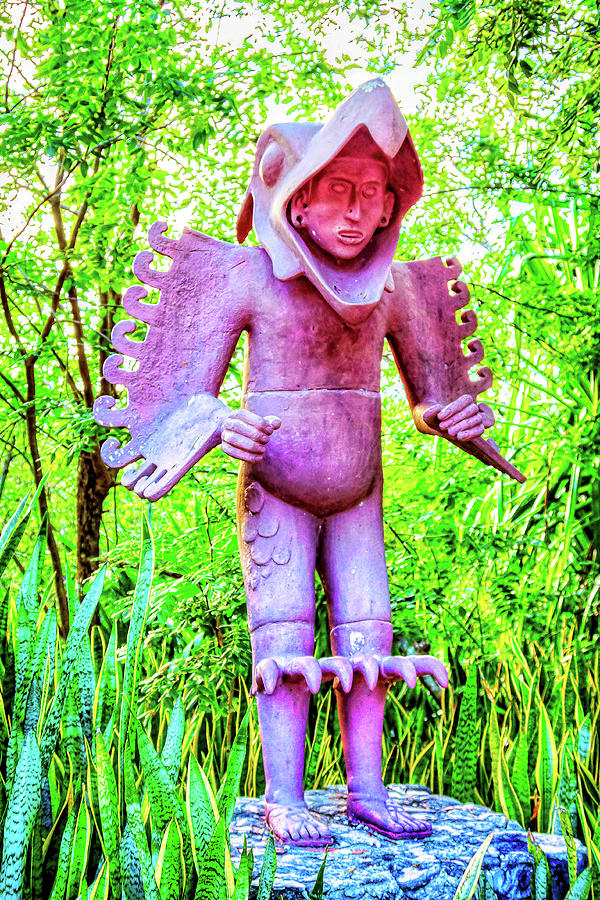 Pink Mayan Birdman in the garden Photograph by Tatiana Travelways