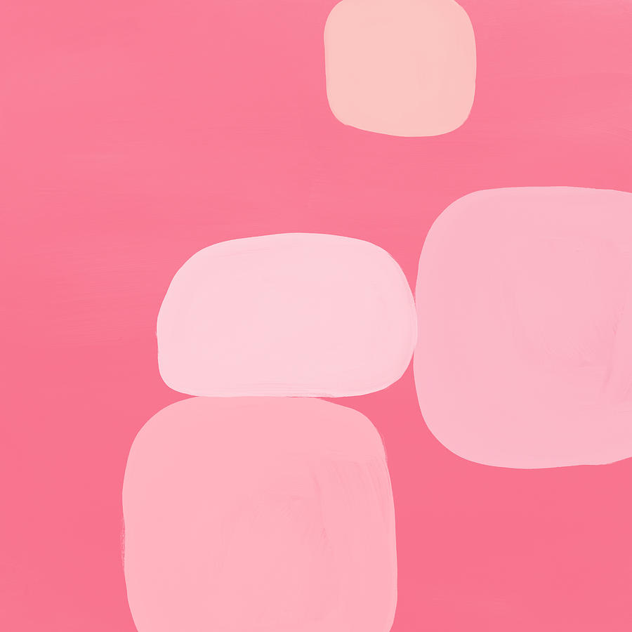 Pink Modern Stones 2- Art by Linda Woods Mixed Media by Linda Woods
