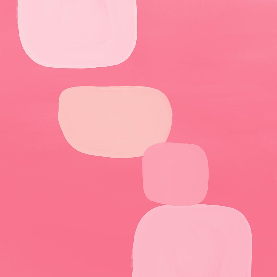 Pink Modern Stones- Art by Linda Woods Mixed Media by Linda Woods