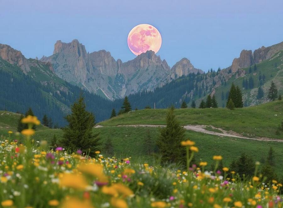 Pink Moon Photograph by Ally White Pink Moon Photograph by Ally White