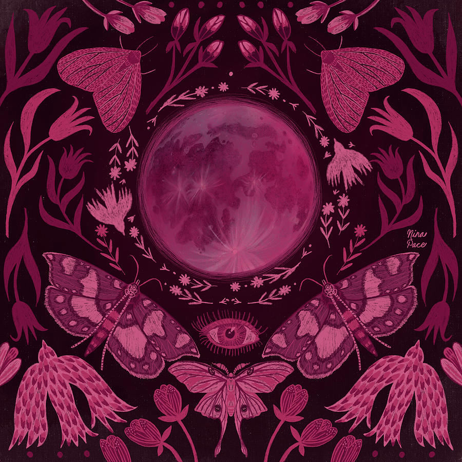 Butterfly Digital Art - Pink Moon by Nina Pace