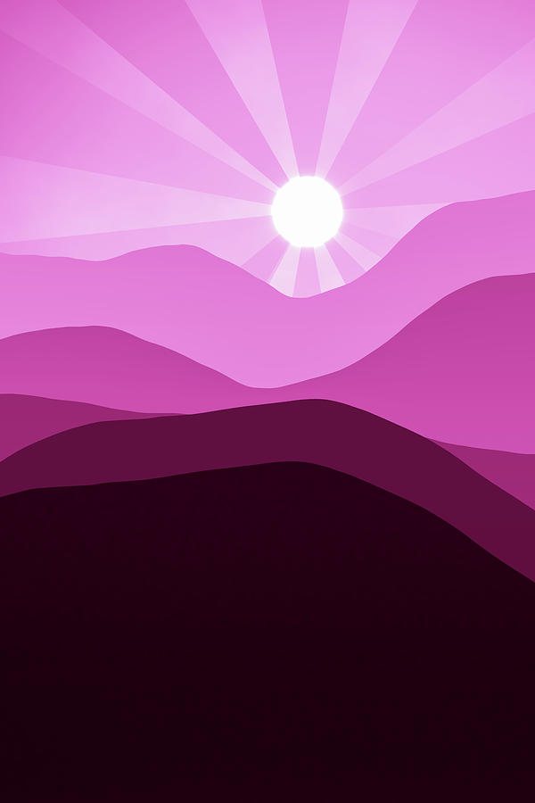 Pink Mountains at Sunset Abstract Minimalism Digital Art by Matthias Hauser