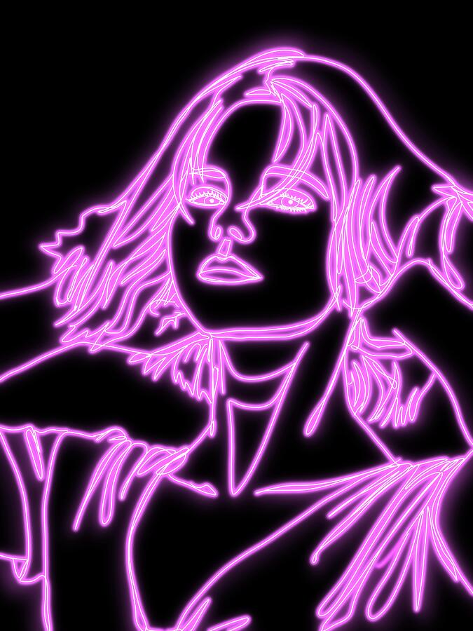 Neon Drawing - Pink Neon Girl by Masha Batkova