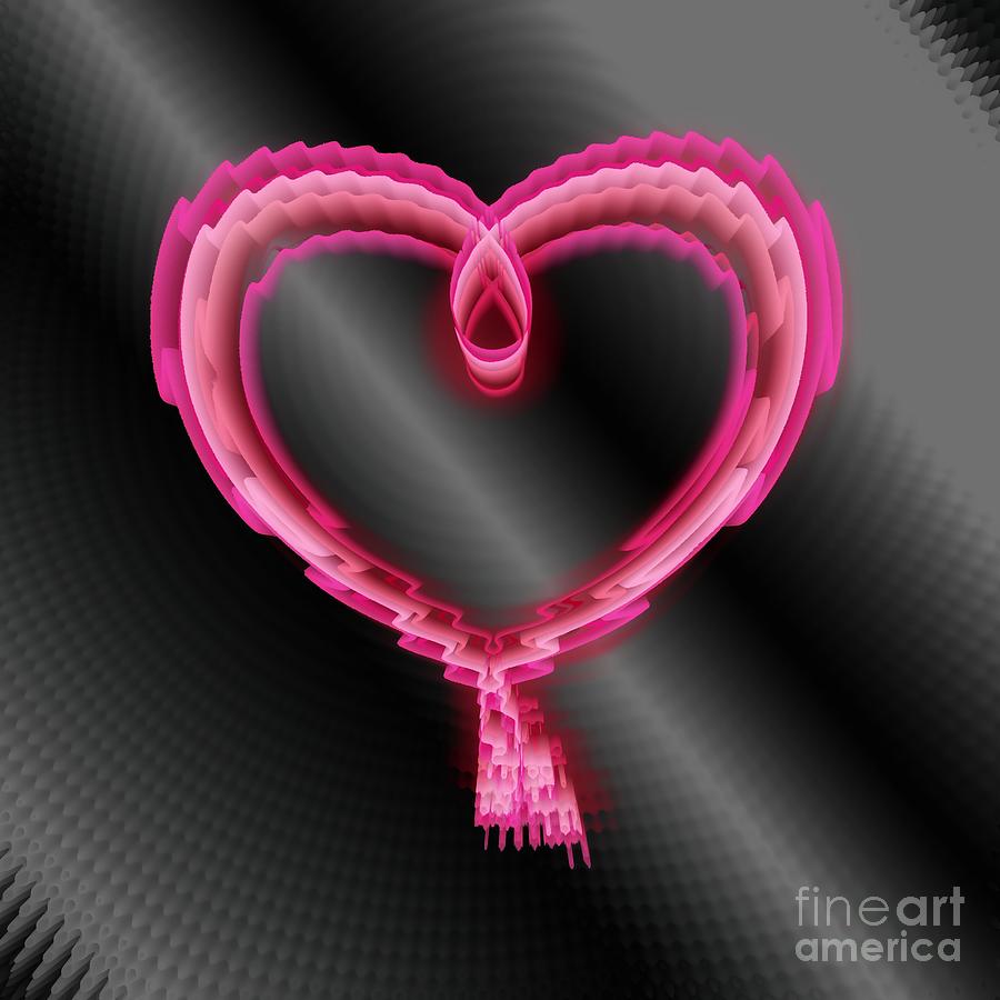Pink Neon HEART Digital Art by Rachel Hannah