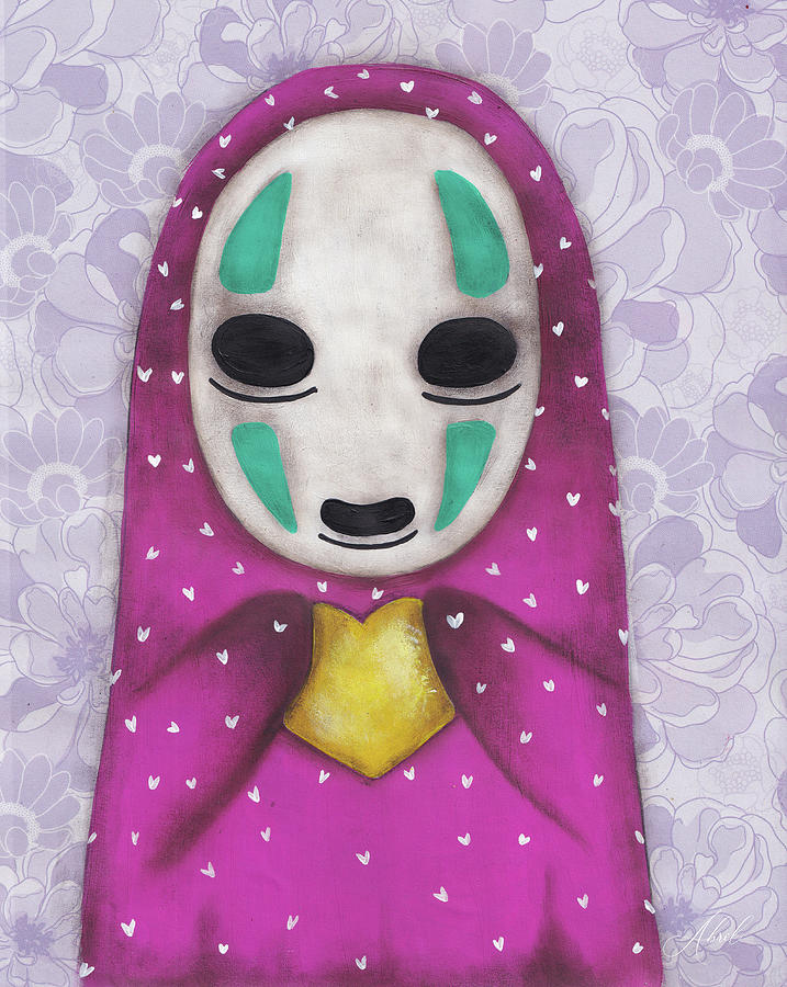 Pink No Face Painting by Abril Andrade