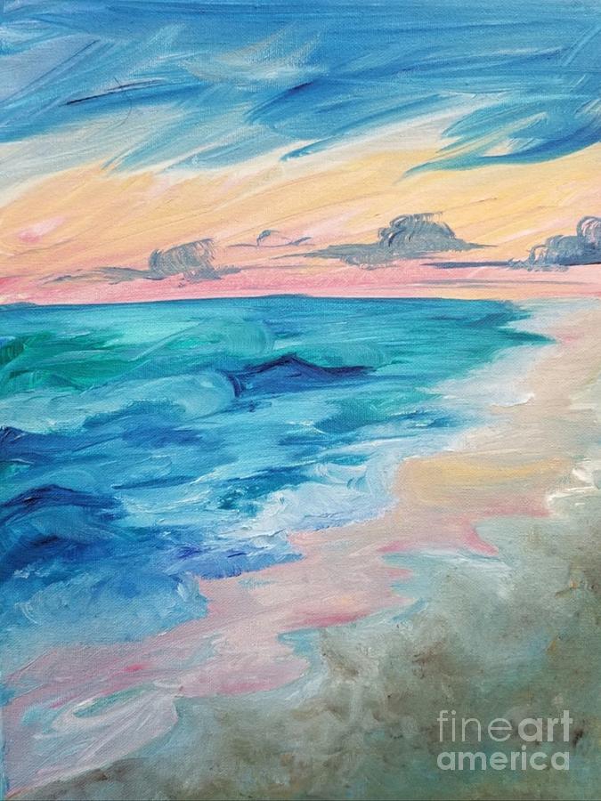 Pink Ocean Sunset in Oil Painting by Expressions By Stephanie