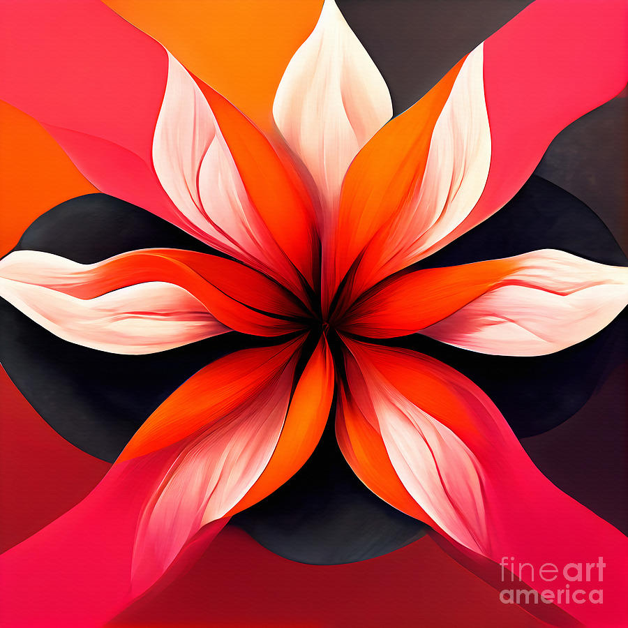 Pink orange bloom Painting by Jirka Svetlik