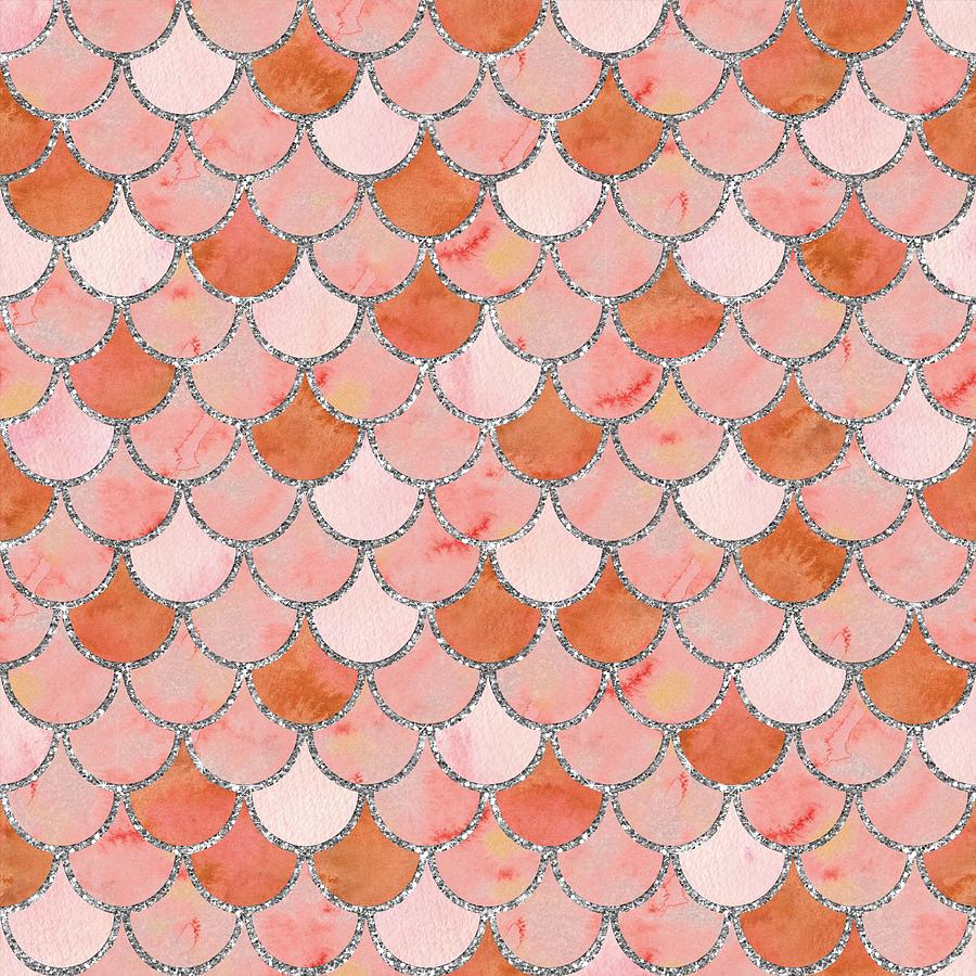 Pink Orange Mermaid Scales Digital Art by Sambel Pedes