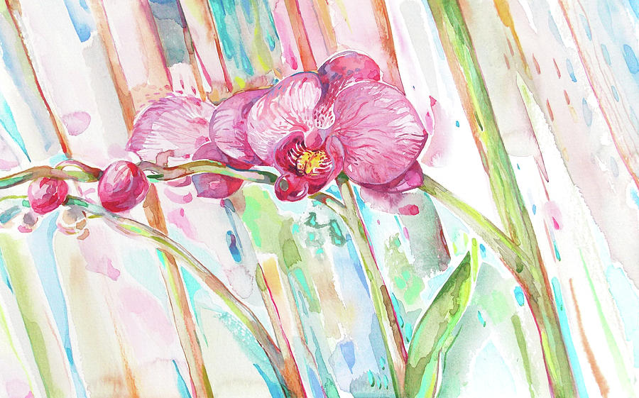 Dark Pink Orchid Painting by Katya Atanasova