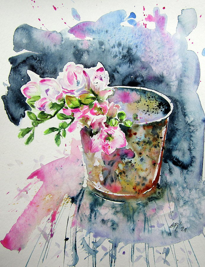 Pink orchidea Painting by Kovacs Anna Brigitta