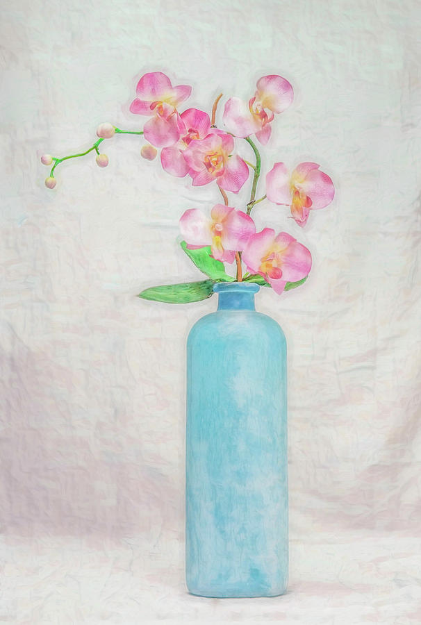 Blue Bottle of Orchids Digital Art by Kevin Lane
