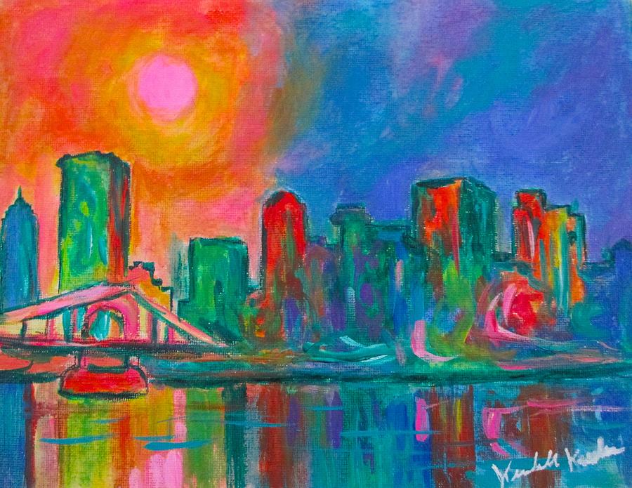 Pink over Pittsburgh Painting by Kendall Kessler