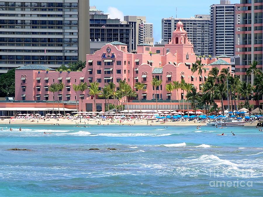 Pink Palace On Waikiki Beach Photograph