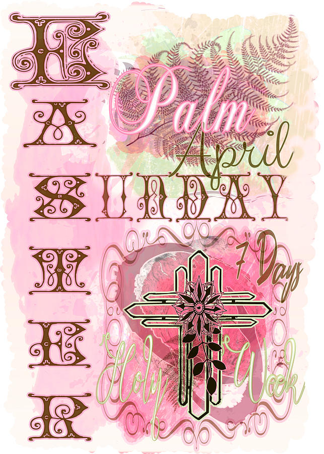 Pink Palm Sunday Easter Cropped Digital Art by Delynn Addams