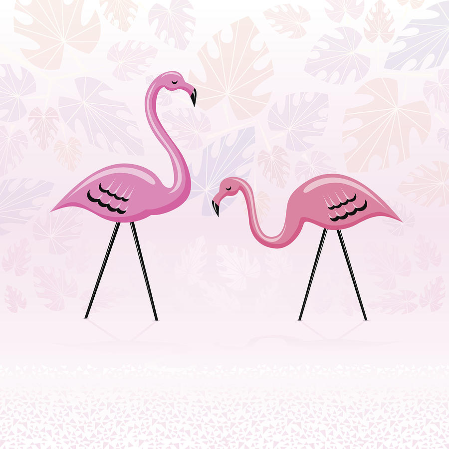 Pink Paradise Flamingos Drawing by Jammydesign