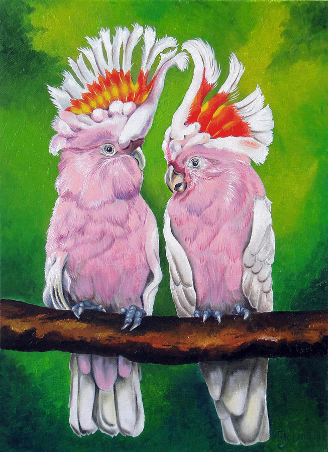 Pink Parots Painting by Neringa Jakimcik - Fine Art America