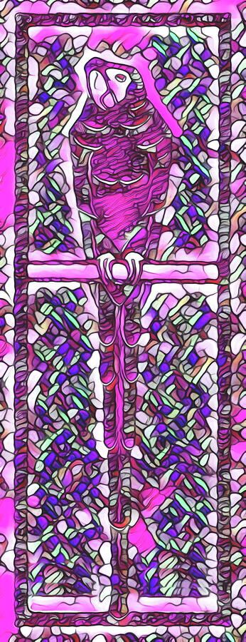 Pink Parrot Stained Glass  Digital Art by Shelli Fitzpatrick