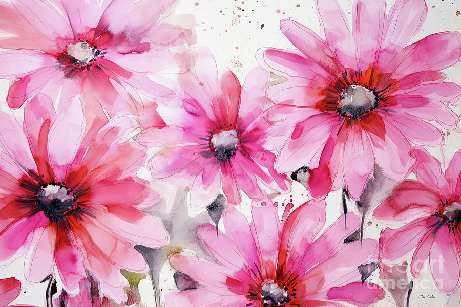 Pink Passion Daisies Painting by Tina LeCour