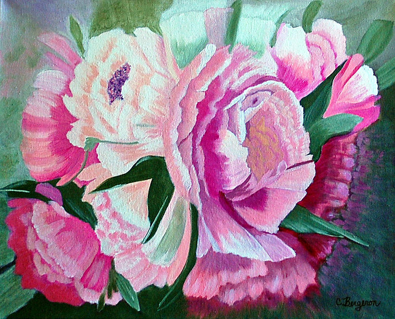 Pink Peonies Painting by Claudia Bergeron - Fine Art America