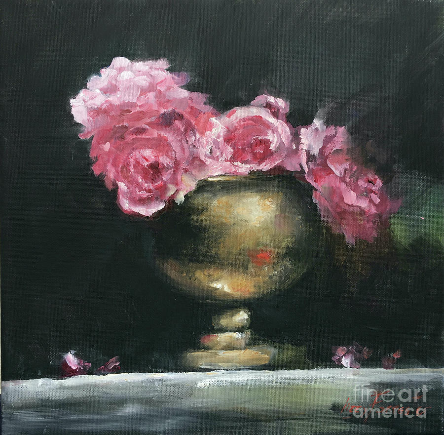 Pink Peonies Still life 1 Painting by Lizzy Forrester