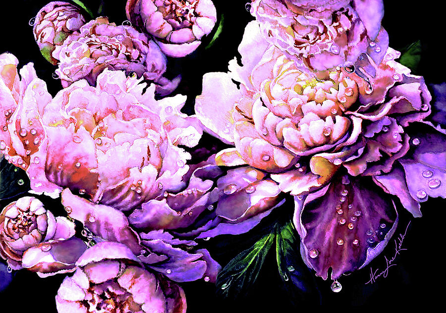 Pink Peony Party Painting by Hanne Lore Koehler