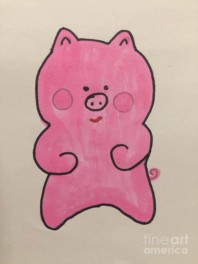 pink pig outline